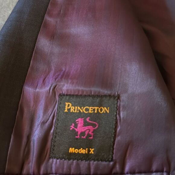 Princeton Model X Boys Navy/Black Plaid Wool Blazer Purple Lining. Size 18. - Picture 7 of 9